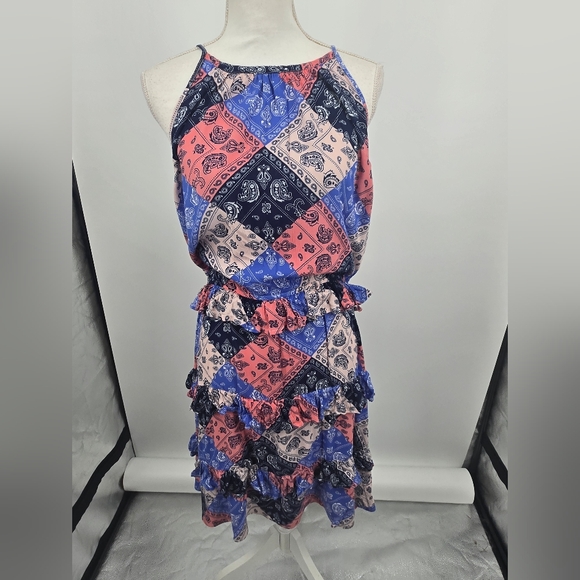 Wrangler Retro Dresses & Skirts - Wrangler Retro Multicolor Paisley Patchwork Halter Ruffle Dress XL (6608)